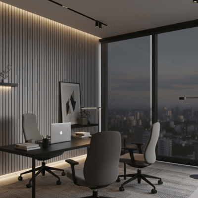 cortina rolo tela solar preta para escritorio vivi decor sao paulo