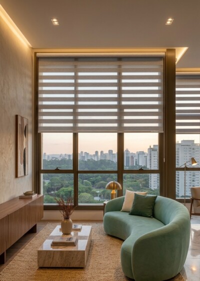 Cortina doble vision para sala em sao paulo vivi decor