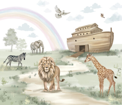 600113 painel parede mundo encantado home finish arca de noe arco iris vivi decor