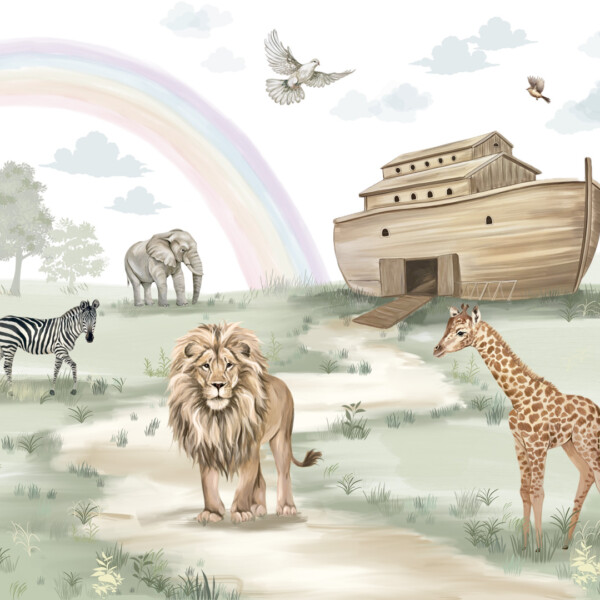 600113 painel parede mundo encantado home finish arca de noe arco iris vivi decor