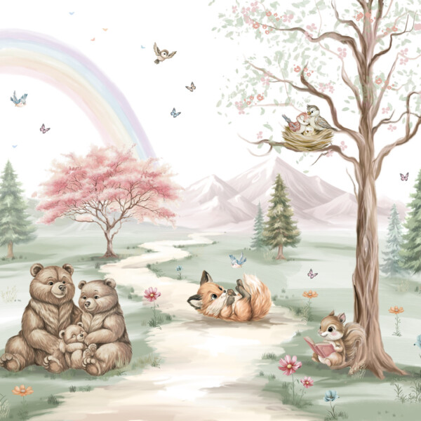 600144 painel parede mundo encantado home finish bosque encantado rosa vivi decor