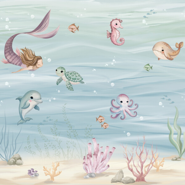 600250 painel parede mundo encantado home finish fundo do mar sereia vivi decor