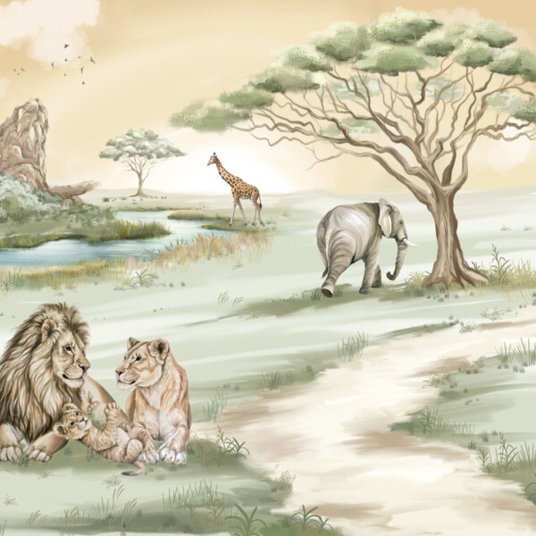 600335 painel parede mundo encantado home finish safari familia vivi decfor